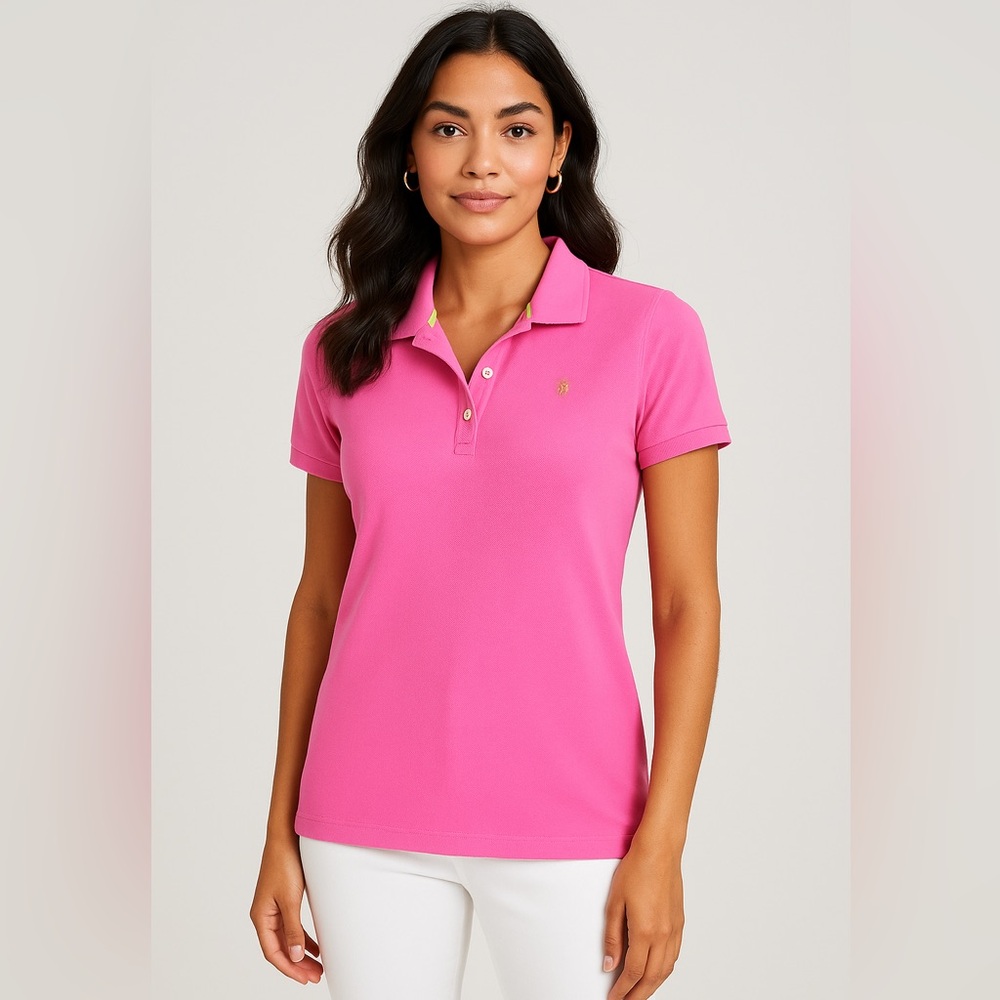 NWOT Lilly Pulitzer Pink Polo Top | Pima Cotton Stretch | Preppy Golf Resort | S